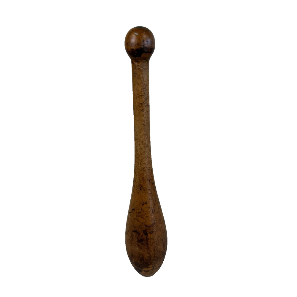 Antique Wooden Beetle Mallet Bowling Pin Form 14.5" Primitive Trade Tool